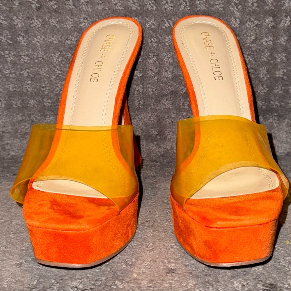 Chase + Chloe Orange Heels